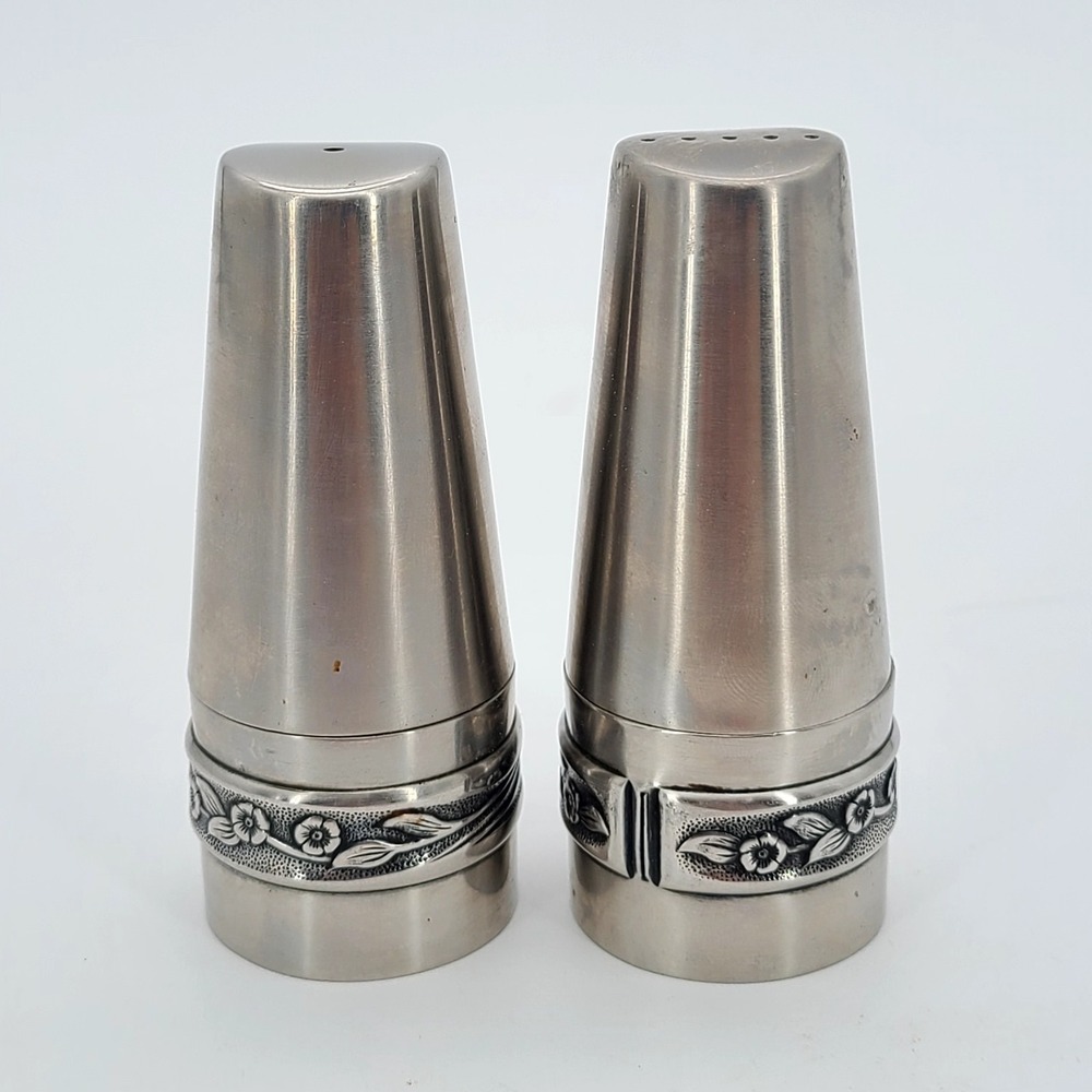 Rogers Vintage International Decoration 18-8 Stainless Salt And Pepper Shakers